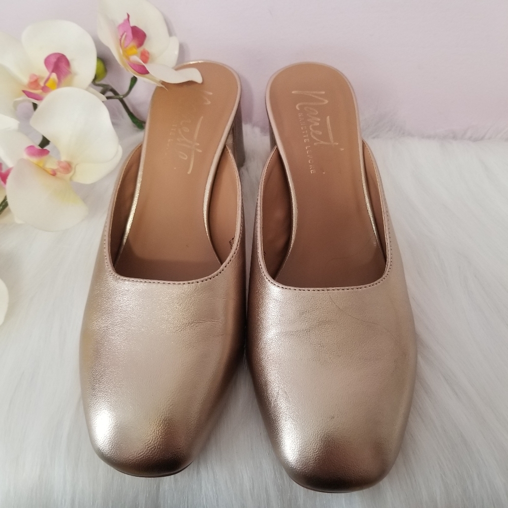 Nanette Lepore gold mule shoes 8.5m women - Picture 4 of 4